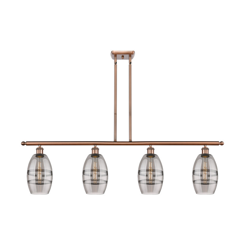 Dundrod 4 - Light Kitchen Island Pendant, Clear, Antique Copper