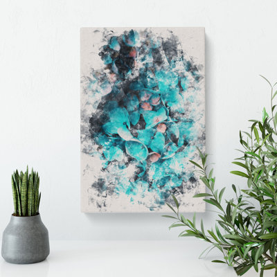 Teal Blue Hydrangeas - Wrapped Canvas Print