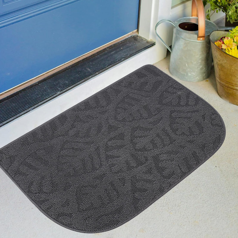Paillasson d'extérieur antidérapant Deidra, Gris foncé, L 19,68 po x L 31,49 po