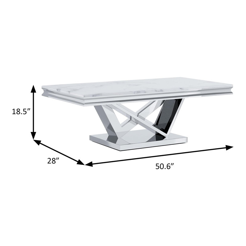 50.6" W Glam Coffee Table, Chrome
