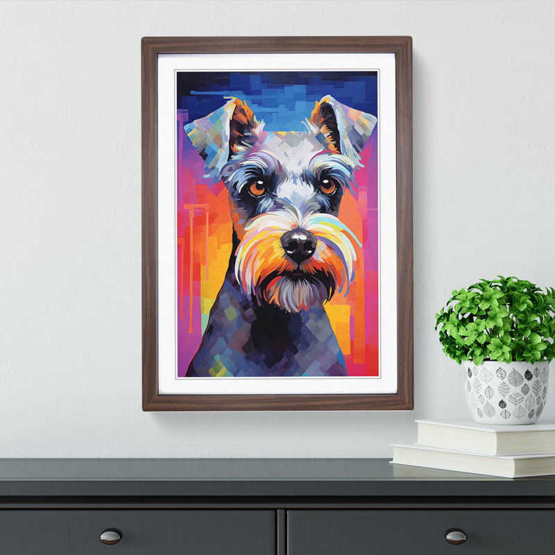 Schnauzer Futurism Art - Framed Print, Walnut Framed, 64cm H x 46cm W x 2cm D