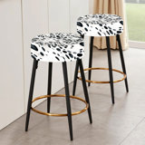 White And Black Snow Leopard Spots - Geometric Bar Stools Set Of 2