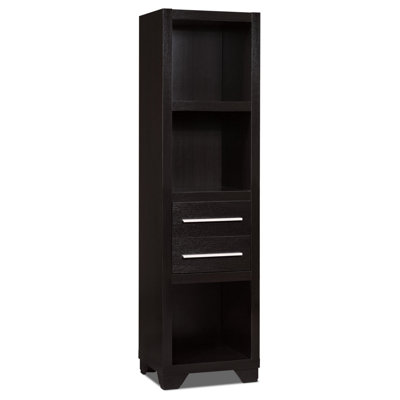 Spacious Media Tower With Drawers, Brown