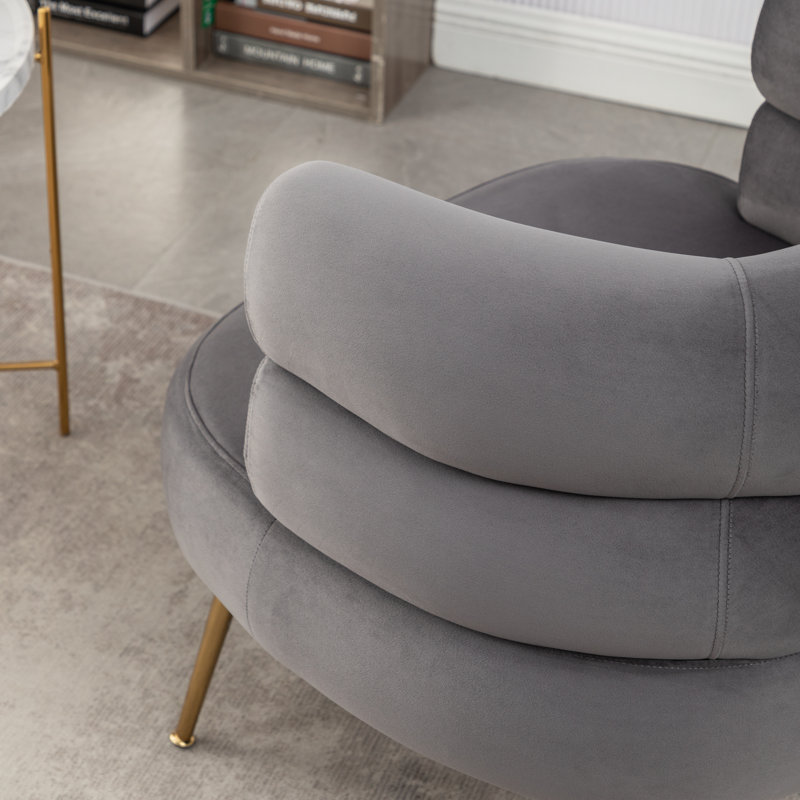 Fauteuil demi-tonneau Demetrius, Velours gris