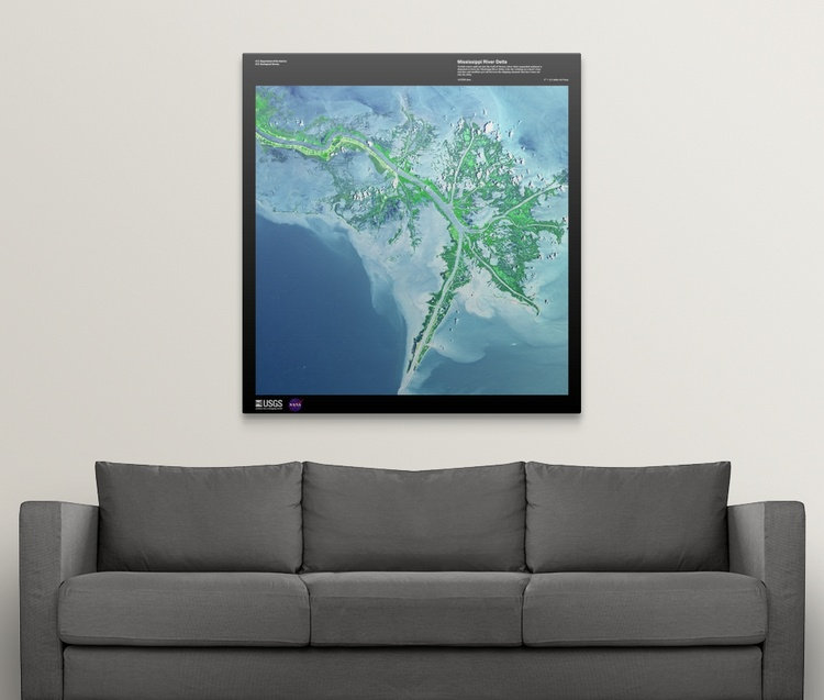 « mississippi river delta-usg earth », impression, H 48 po x l 45 po x P 1,5 po, Toile