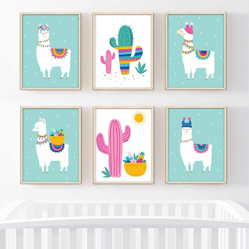 « jolie llama cactus », ensemble de 6 impressions sur papier Deonta