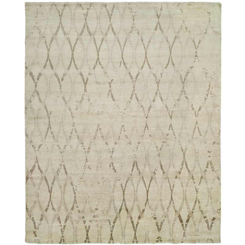 Lilbourn Geometric Area Rug in Beige, Rectangle 6' x 9'