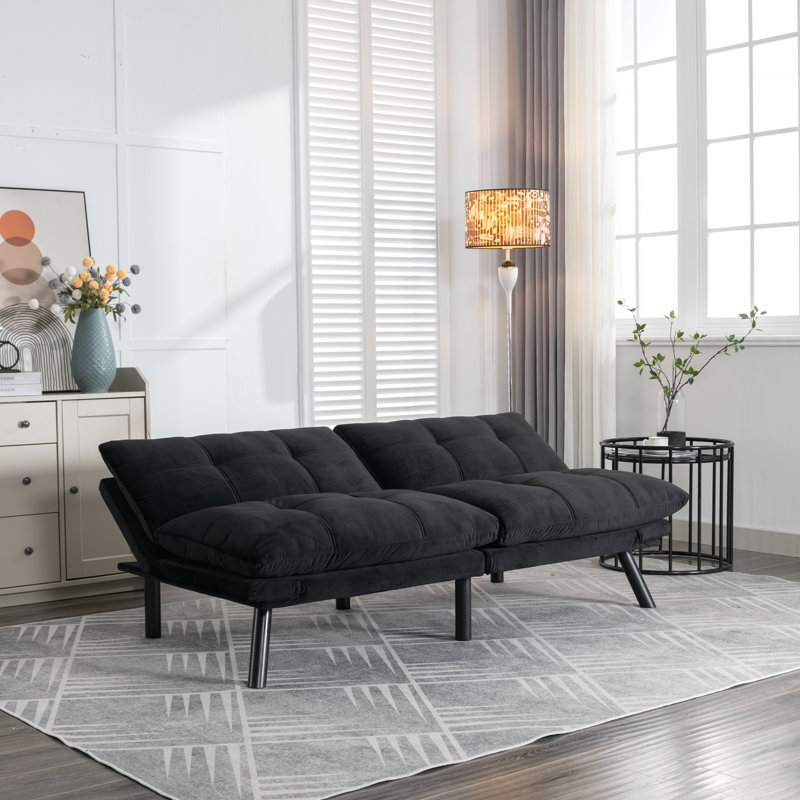 Black Convertible Folding Modern sofa Bed, Black