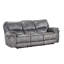 Causeuse inclinable manuelle Remma, similicuir gris, console avec porte-gobelets-131080286