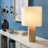 Mia 15.75" Midcentury LED Table Lamp With Natural Maple Wood Base and Fabric Shade