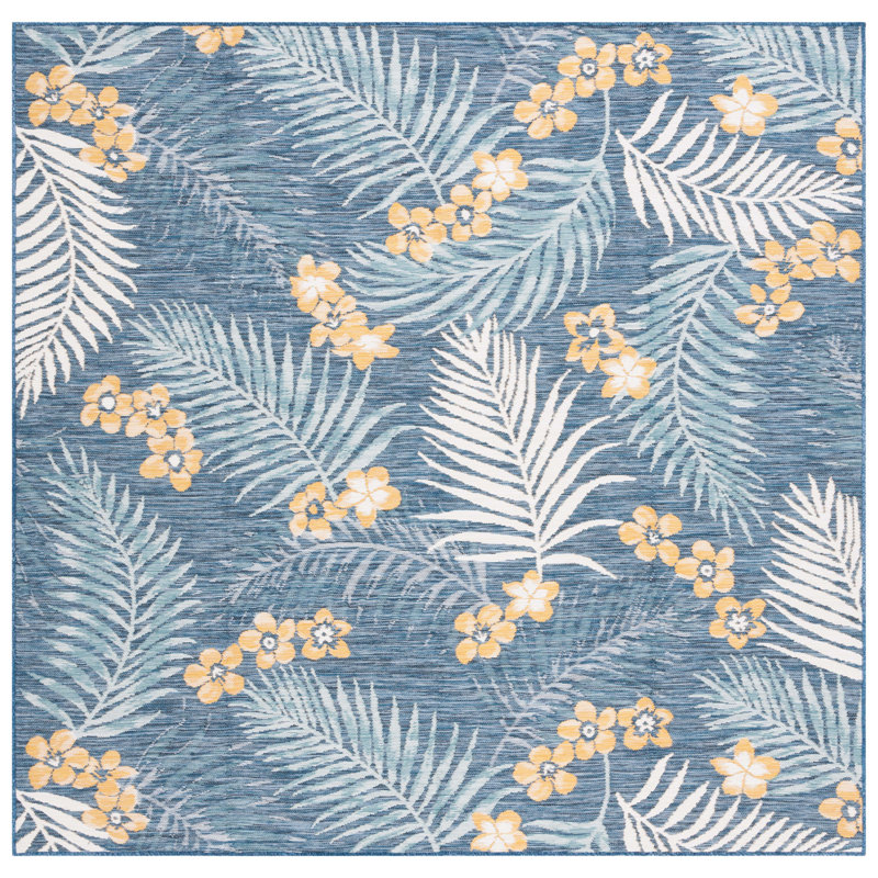 Edouard Sunrise Performance Floral Indoor/Outdoor Area Rug, Square 6'7"