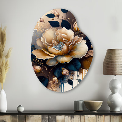 Décoration murale brune et bleue en forme de poire rose