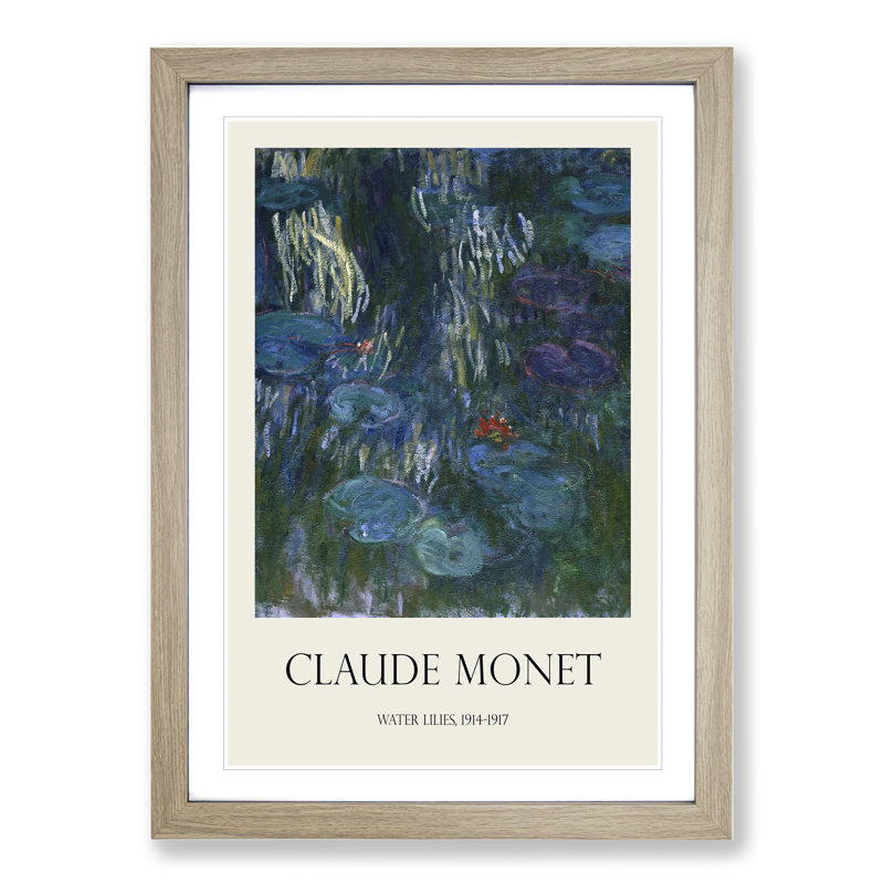 Water Lilies Lily Pond Vol.37 by Claude Monet - Picture Frame Art Prints, 48cm H x 36cm W x 2cm D, Oak Framed