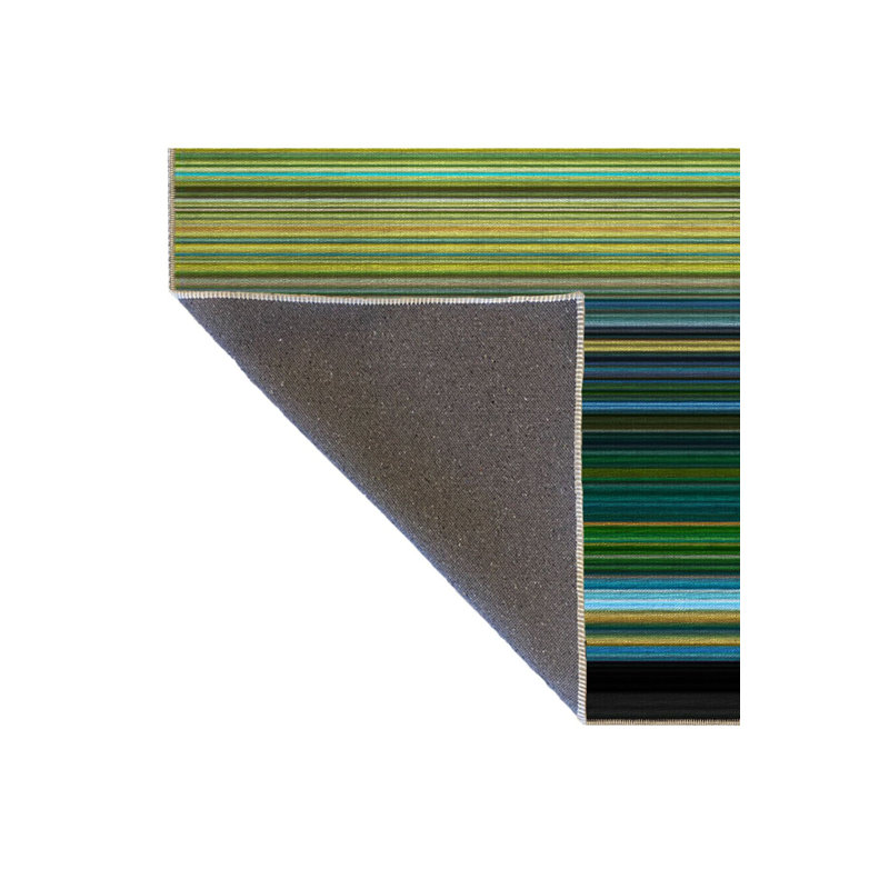 Tapis vert tissé à rayures, Sous-tapis rectangulaire de 3 pi 3 po x 4 pi 11 po