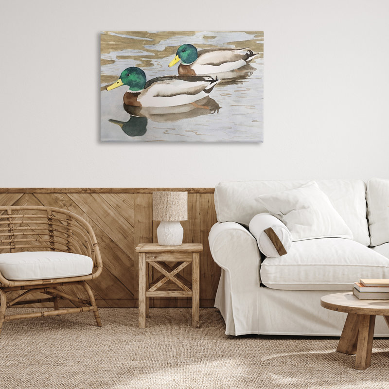 «Mallard Ducks pair», toile par Stephanie Fielden, H 24 po x l 36 po