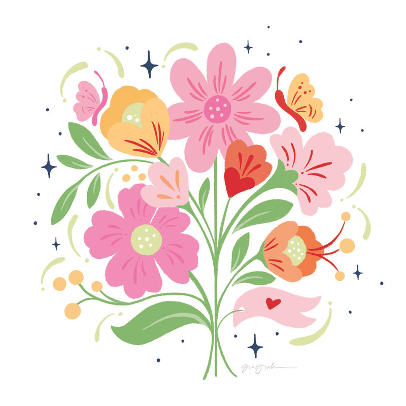 Bouquet audacieux et éclatant I, H 12 po x l 12 po