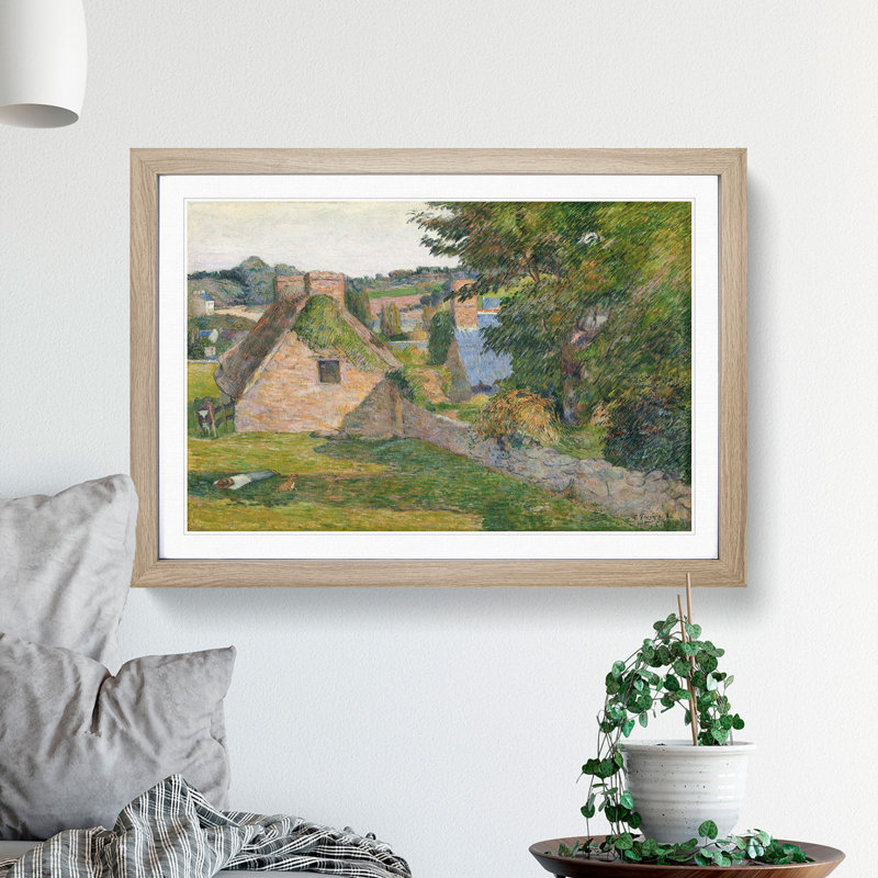 The Field of Derout-Lollichon by Paul Gauguin - Picture Frame Painting, 27cm H x 36cm W x 2cm D, Oak