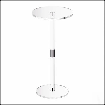 Table à boissons en acrylique transparent avec poteau plein, moderne et durable pour le café, les collations et l'assemblage facile