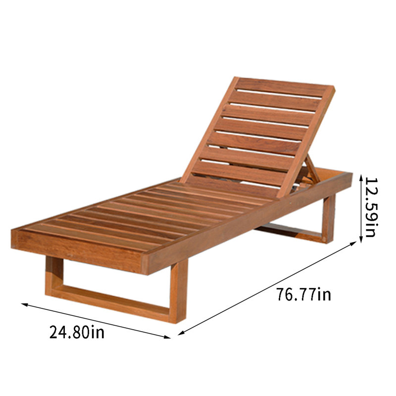 Jewelean Outdoor Wood Chaise Lounge