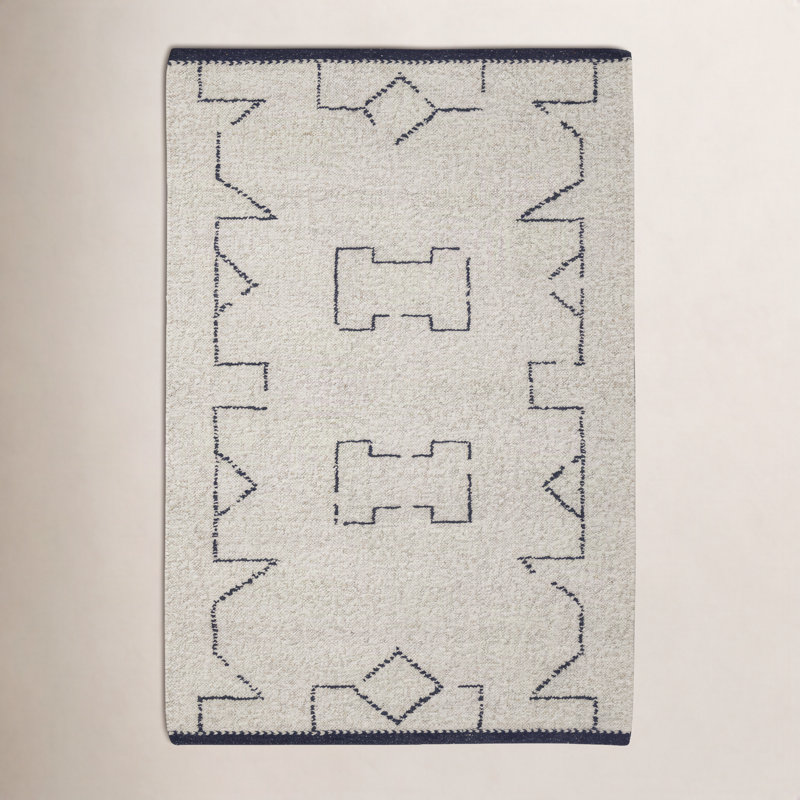 Gardenia Dezi Flatweave Wool Neutral Area Rug, Rectangle 7'9" x 9'9", Beige