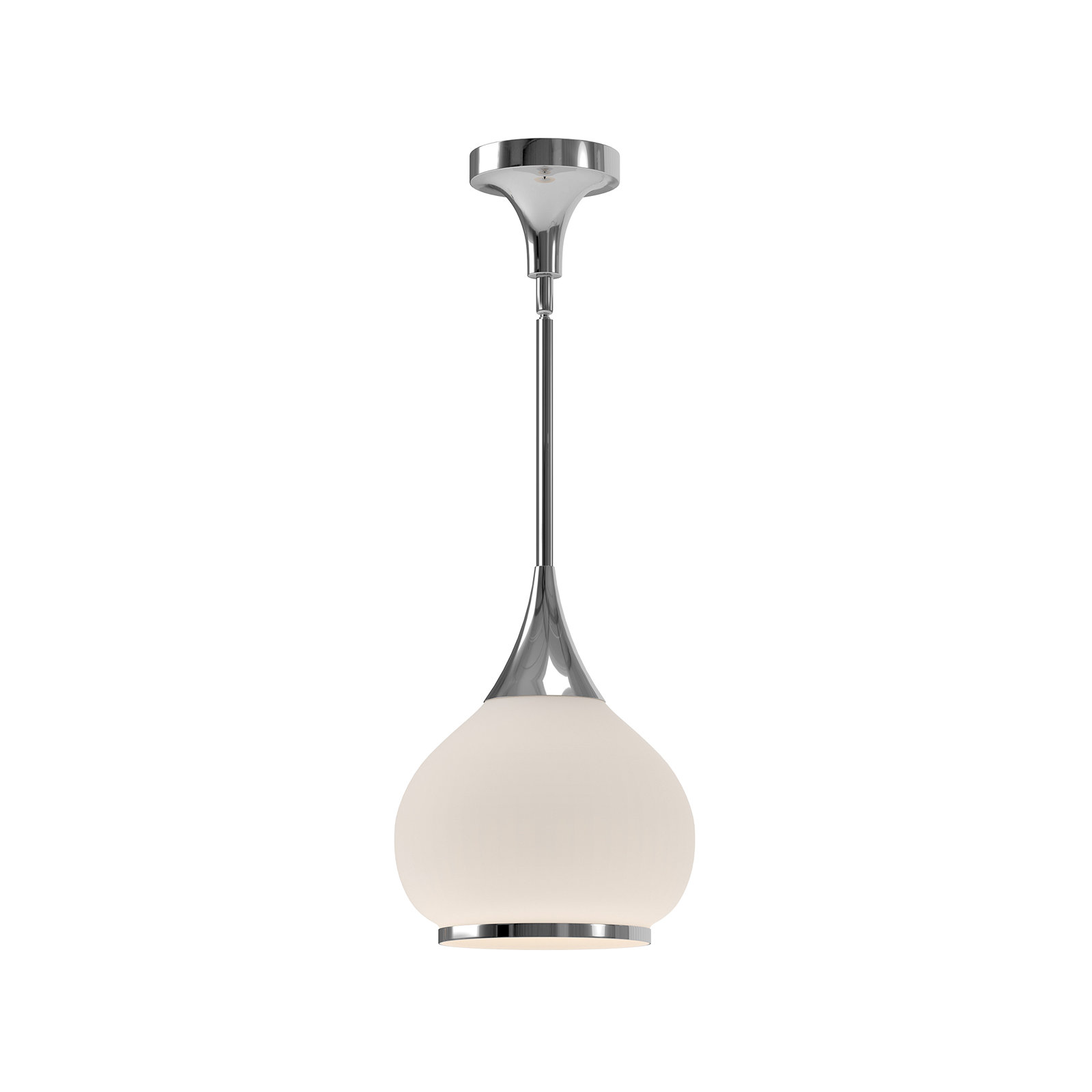 Hazel Single Light Glass Pendant, Chrome, Opal, 63" H x 10" W x 10.13" D