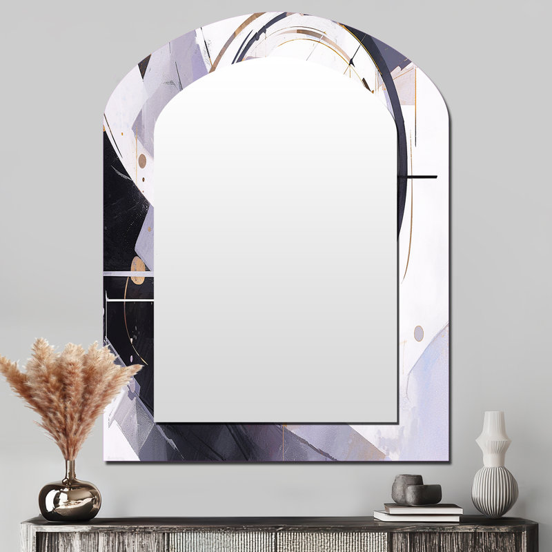 Tourbillon mauve noir à facettes multiples - miroir asymétrique cubique, miroir mural mauve unique, impression d'art en métal