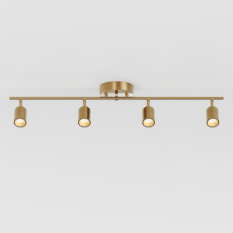Shura 4-Light Integrated LED Track Light w/ Rotatable Heads, 3 ft. Track Lighting Kit, 3000k, 2240 Lumen, Brass