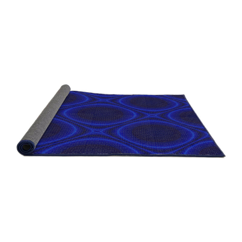 Tapis de zone indigo à motifs, Rond 8 pi