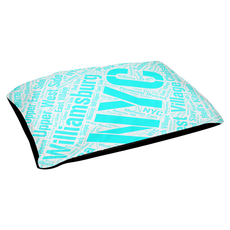Coussin de chien « districts », Cyan, Grand (l 40 po x P 30 po x H 14 po), New York
