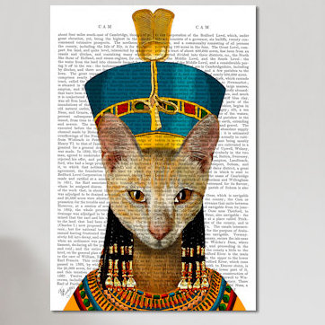 « égyptienne grand chat », impression sur toile tendue, H 18 po x l 12 po x P 1,5 po, Toile tendue, Pas de tapis