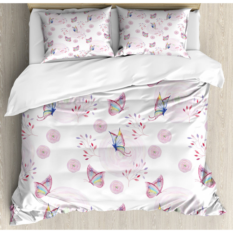 Butterfly Cottage Americana Polyester Duvet Cover, King Duvet Cover + 2 Standard Shams