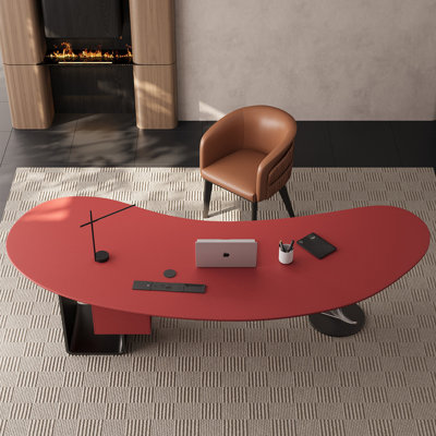 Bureau de direction moderne 78,74 "incurvé de luxe avec support en spirale sculpturale, bois massif multicouche, table de bureau de qualité supérieure