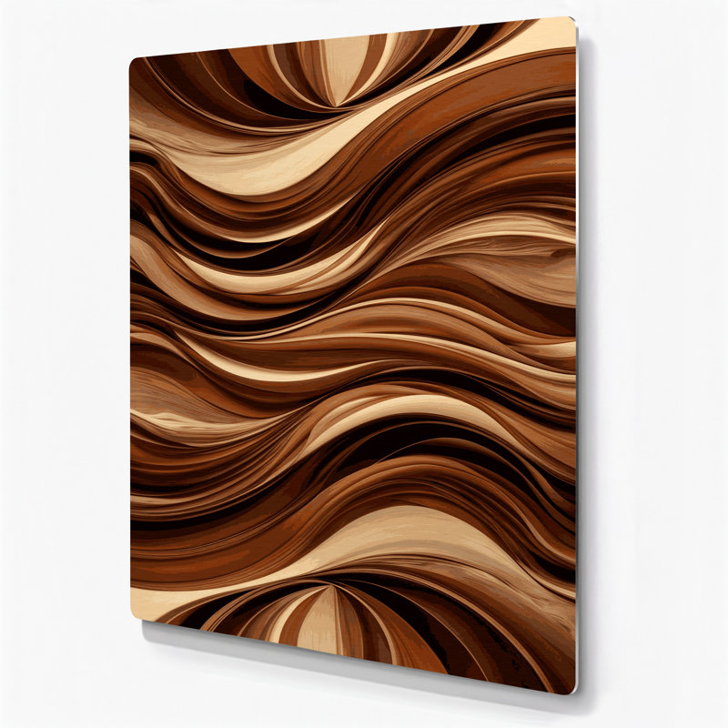 Abstrait paysage 7 art mural en métal brun, H 11 po x l 14 po