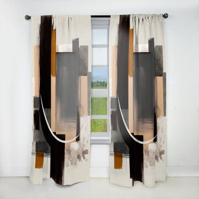 Warm Watercolor Abstract II - Modern Curtain - Velvet Room Darkening - 1 panel