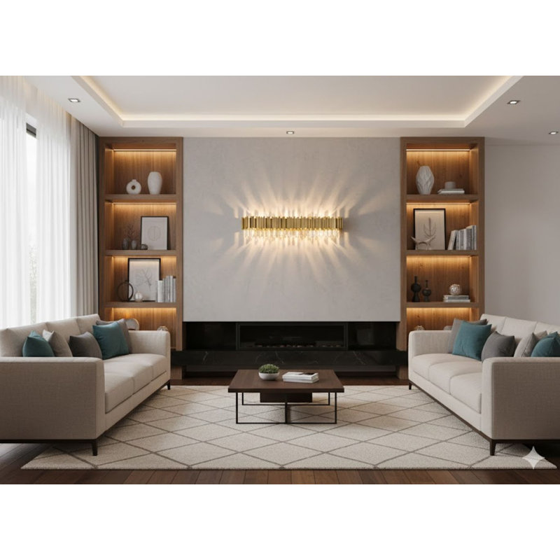 Applique murale moderne en acier inoxydable doré à 8 lumières Modern
