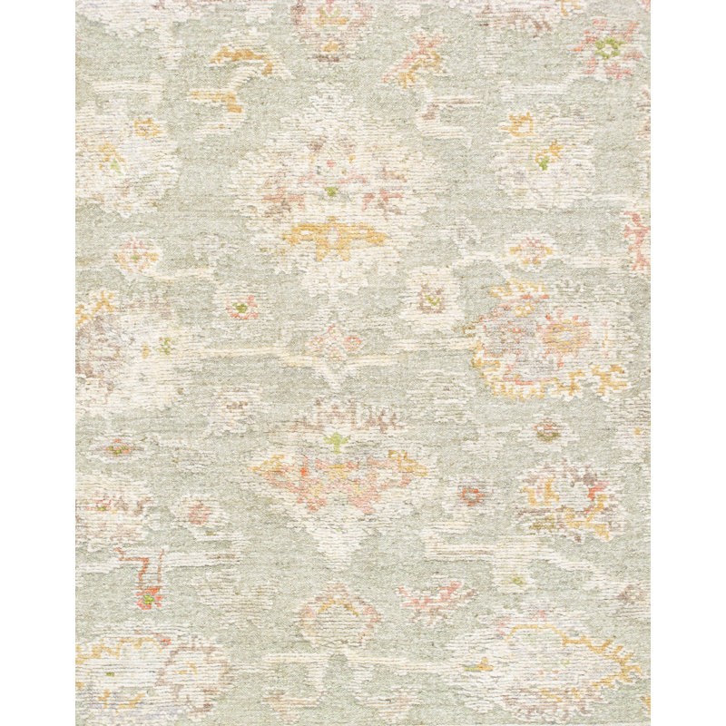 Oushak Hand-Knotted L. Green Wool Area Rug