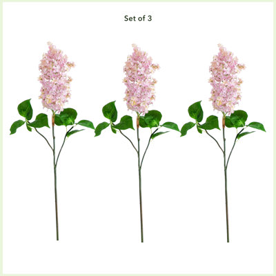 36 po Tiges de fleurs de lilas artificielles, ensemble de 3