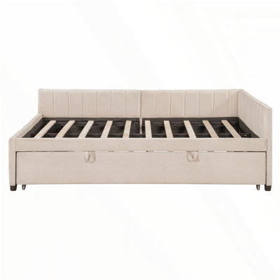 L-Shaped Upholstered Daybed with Trundle