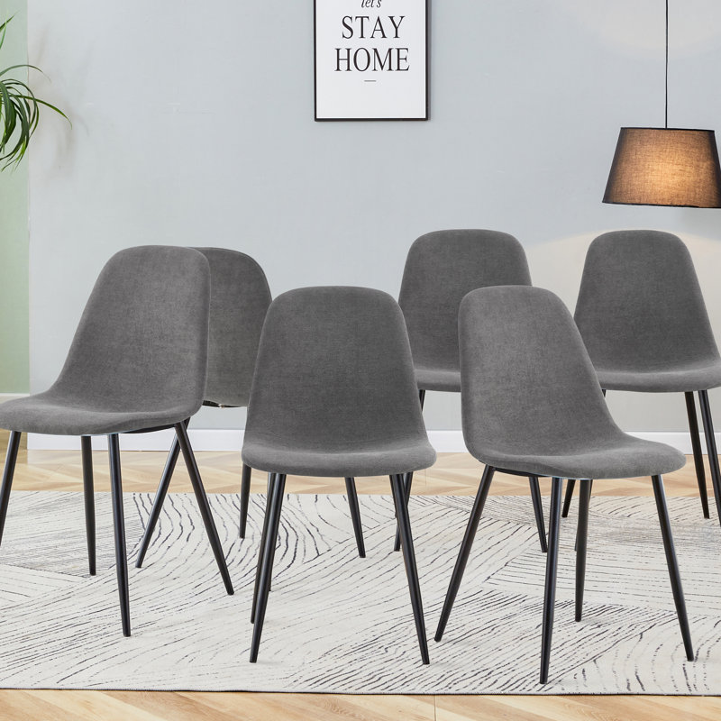 Ensemble de chaises de salle à manger confortables en lin et coton - Six pièces dans des chaises foncées seulement, sans les tables