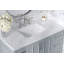 Comptoir de meuble-lavabo en quartz blanc Carrara de 42 po Ariel avec rebord à onglet de 1,5 po d'épaisseur avec lavabo simple rectangulaire à gauche et dosseret inclus