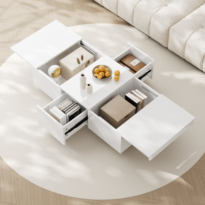Coffee Table with Storage, White