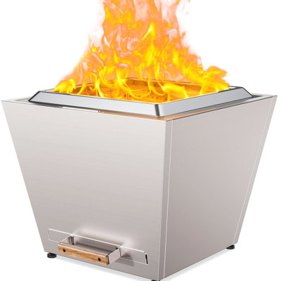 Stainless Steel Outdoor Portable Fire Pit 25" - Smokeless With Pull-Out Ash Pan For Backyard Camping