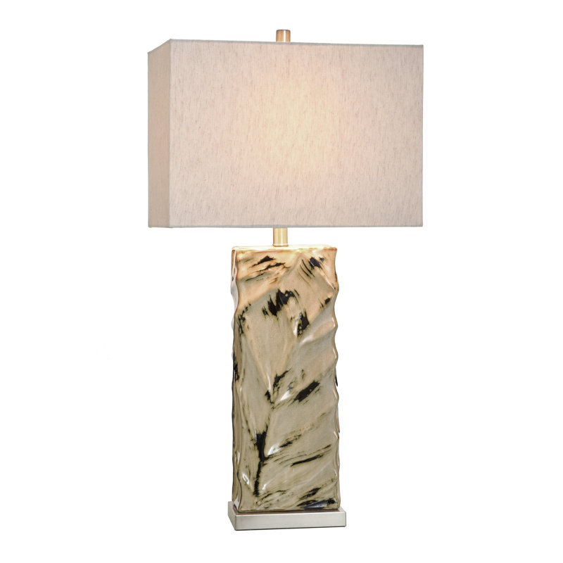 Ceramic Table Lamp - Bali Cream - White Shade