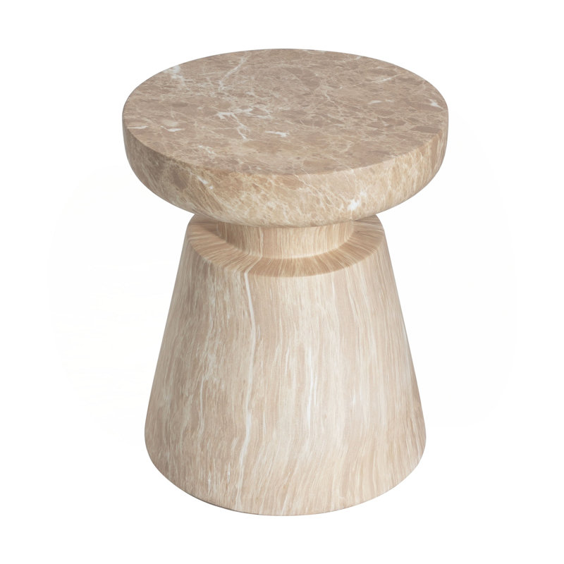 Outdoor Ponti Travertine Side Table, Gold