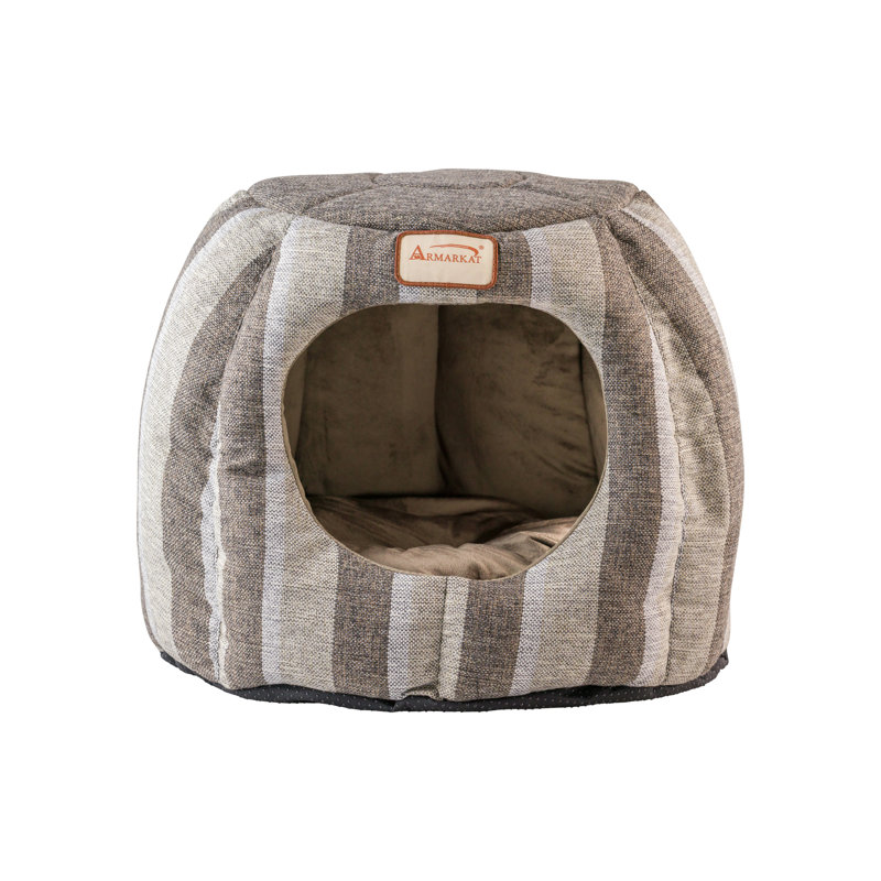 Small Gray and Silver Plush Cat Cave Bed