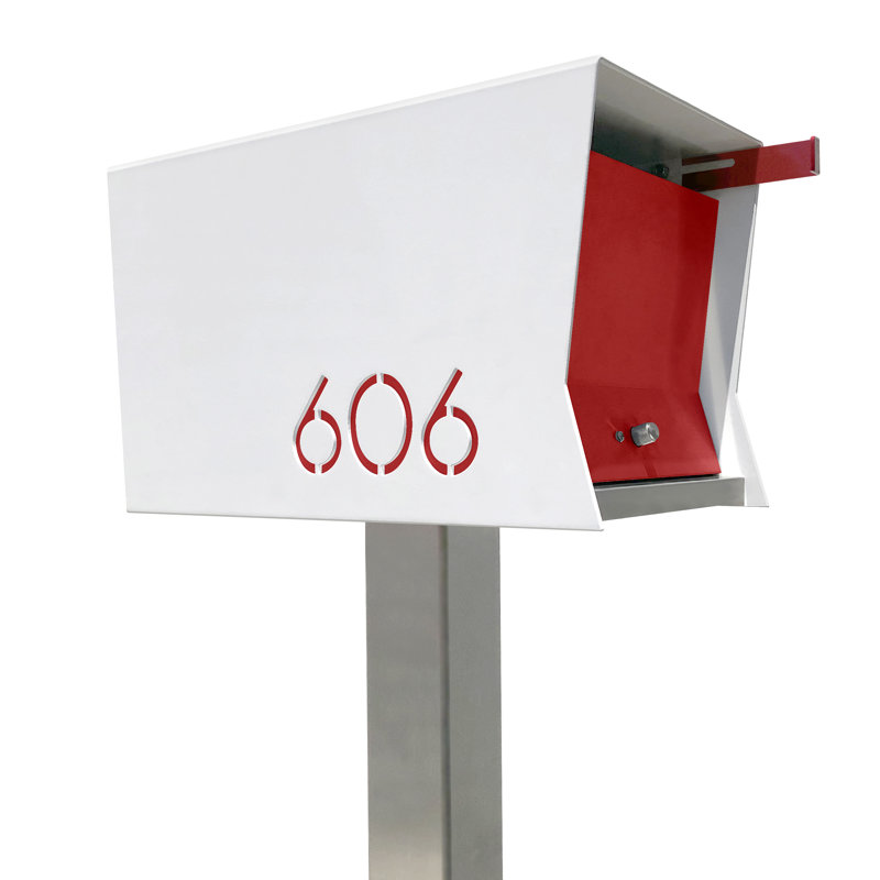 RetroBox Mailbox, White/Red