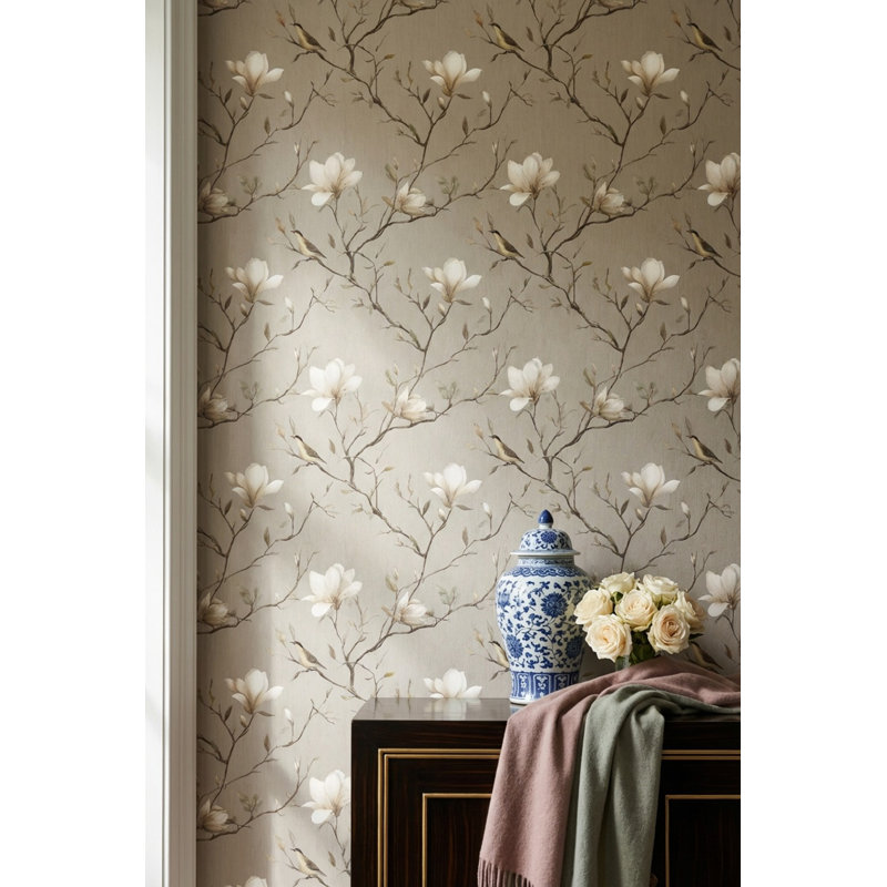 Papier peint floral Magnolia, Non tissé, non collé