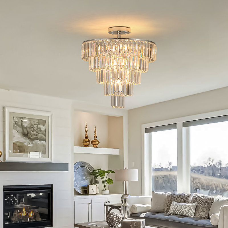Lustre en cristal 5 niveaux, Chrome chrome