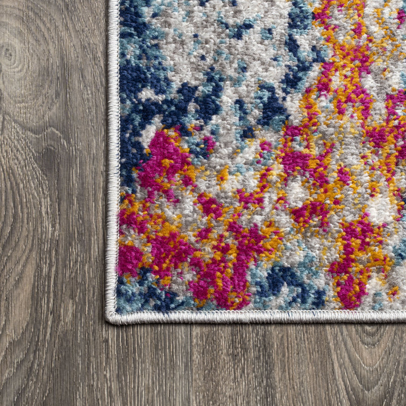 Sunset Modern Abstract Blue/Multi Rug, Rectangle 7'9" x 10'
