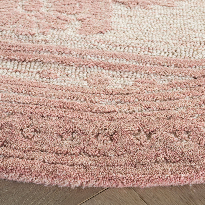 Alexia-Leigh Oriental Hand-Tufted Pink/Ivory Area Rug, Round 6'